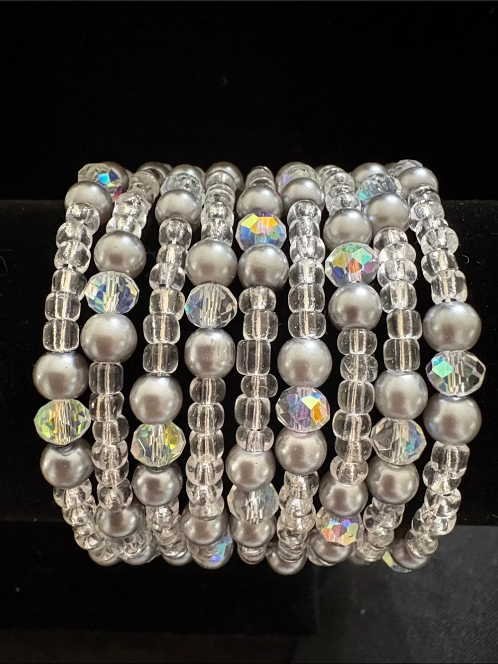 Silver Pearl and Crystal Bracelet